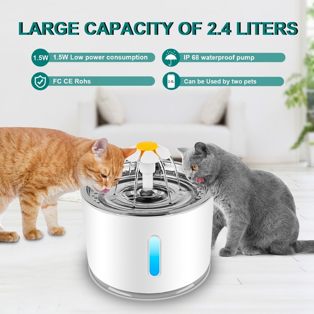 Fontanna do picia dla kota z 5 sztukami zamiennych filtrów, automatyczny dozownik wody dla zwierząt - Super cichy! - Wianko - 11