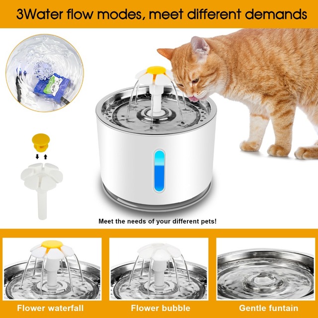 Fontanna do picia dla kota z 5 sztukami zamiennych filtrów, automatyczny dozownik wody dla zwierząt - Super cichy! - Wianko - 2