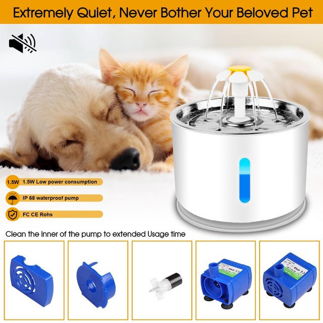 Fontanna do picia dla kota z 5 sztukami zamiennych filtrów, automatyczny dozownik wody dla zwierząt - Super cichy! - Wianko - 1