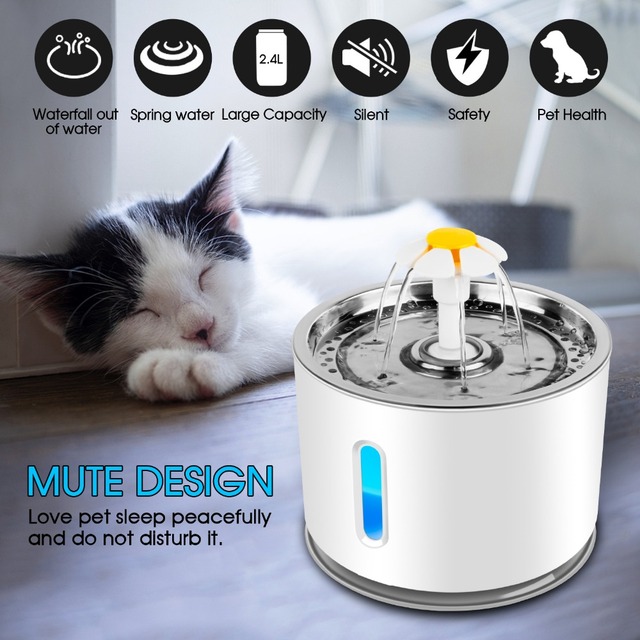 Fontanna do picia dla kota z 5 sztukami zamiennych filtrów, automatyczny dozownik wody dla zwierząt - Super cichy! - Wianko - 4
