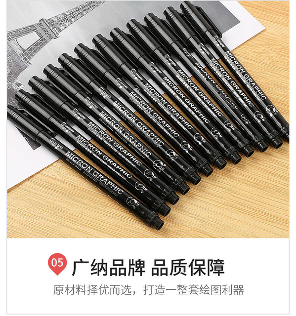 BULA Micron Needle - rysunkowa wkładka pigmentowa Micron Marker Pigma - atramentowe pióro 0.2mm - 3mm, różne końcówki, czarny Fineliner - szkicowanie długopisy - Wianko - 16