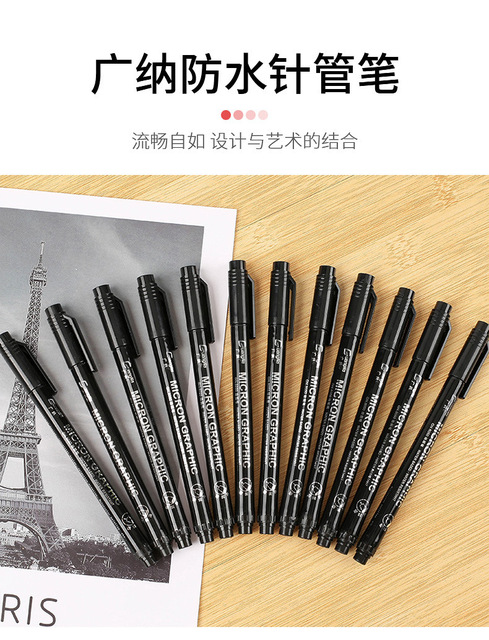BULA Micron Needle - rysunkowa wkładka pigmentowa Micron Marker Pigma - atramentowe pióro 0.2mm - 3mm, różne końcówki, czarny Fineliner - szkicowanie długopisy - Wianko - 2