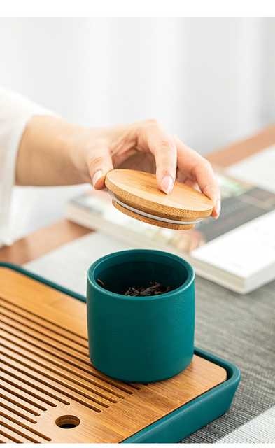 Mini japońska puszka ceramiczna do herbaty - podróżna, zamknięta, kwiatowa - Wianko - 5