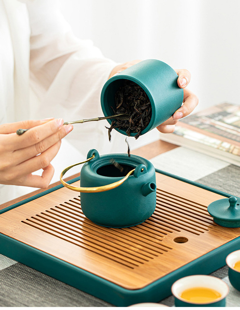 Mini japońska puszka ceramiczna do herbaty - podróżna, zamknięta, kwiatowa - Wianko - 4