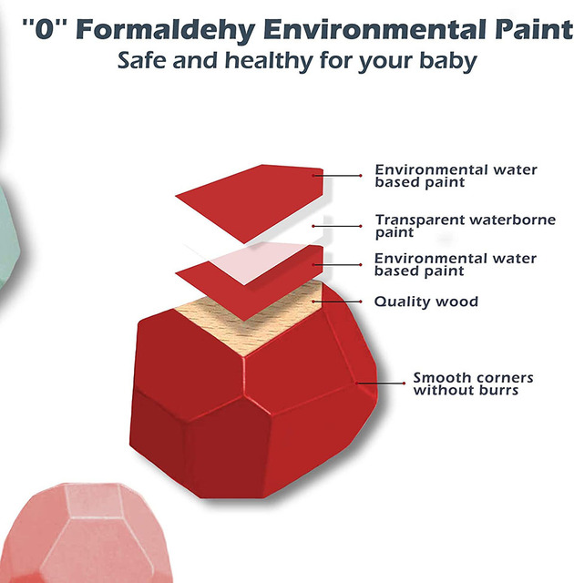 Klocki - Drewniane kolorowe kamienie do układania, lekkie i naturalnie wyważone, zabawka edukacyjna - Wianko - 6