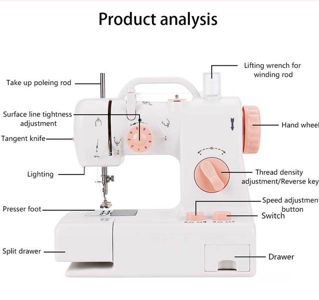 Elektryczna maszyna do szycia INNE Mini małe przenośne wielofunkcyjne gospodarstwa domowego z lampką nocną - Wianko - 29