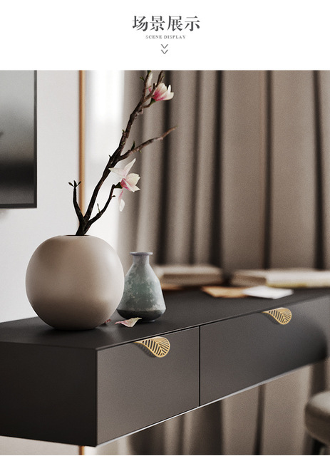 Nowoczesny uchwyt liść niewidoczny do szafek - minimalistyczny design z elementem skandynawskim, wykonany z cynku - Wianko - 32