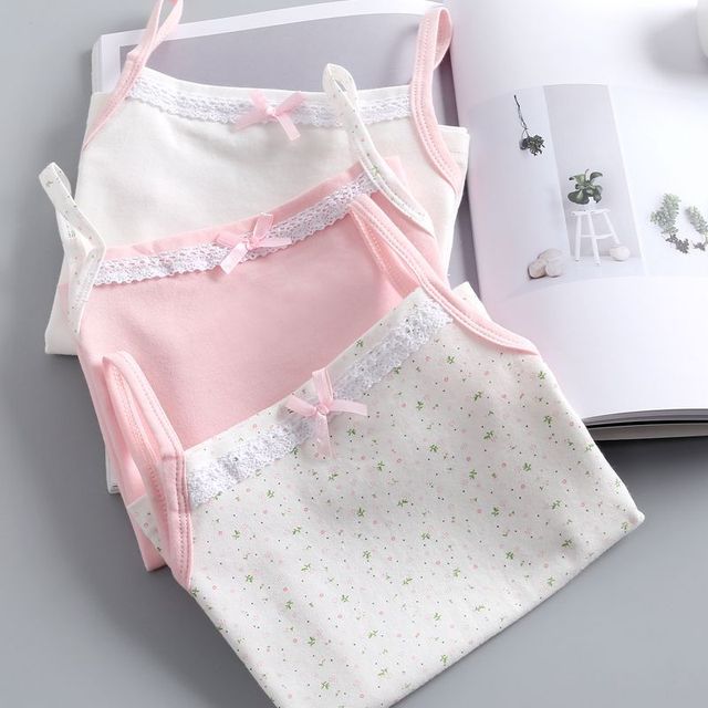 Koszulki bawełniane dla dziewczynek - letnie camisole i halterki w 3 kolorach z kwiatowym wzorem - Wianko - 21