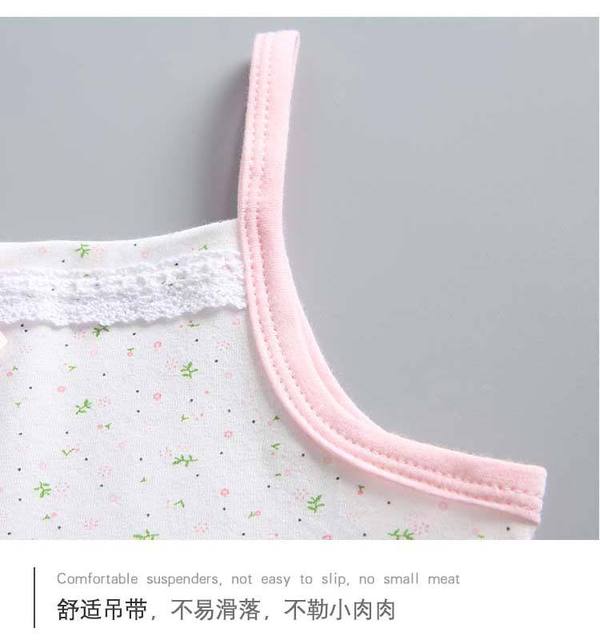 Koszulki bawełniane dla dziewczynek - letnie camisole i halterki w 3 kolorach z kwiatowym wzorem - Wianko - 6