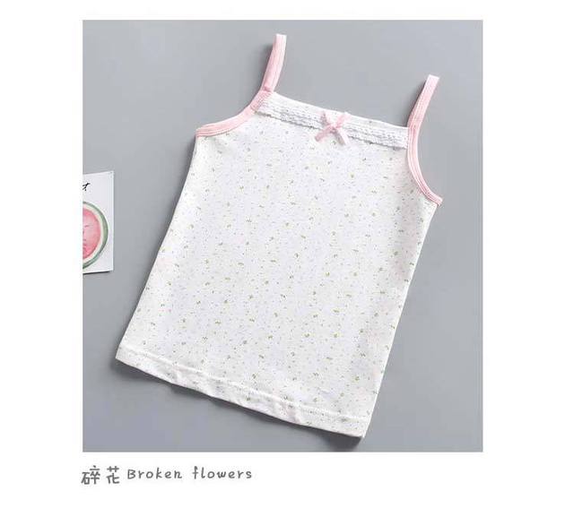 Koszulki bawełniane dla dziewczynek - letnie camisole i halterki w 3 kolorach z kwiatowym wzorem - Wianko - 4