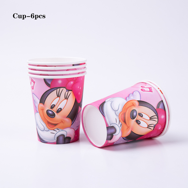 Rozwiązanie: Zestaw papierowych kubków, talerzyków, balonów Disney Pink Minnie Mouse - doskonały na przyjęcie baby shower dla dziewczynki - Wianko - 5