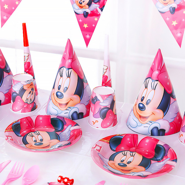 Rozwiązanie: Zestaw papierowych kubków, talerzyków, balonów Disney Pink Minnie Mouse - doskonały na przyjęcie baby shower dla dziewczynki - Wianko - 3