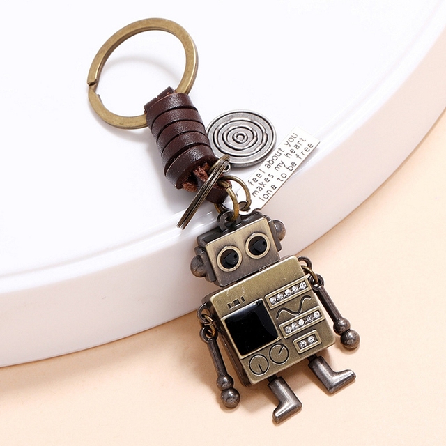 Breloczek na klucze - Ruchomy Robot Vintage Bronze z wisiorkiem w stylu Punk - Wianko - 1