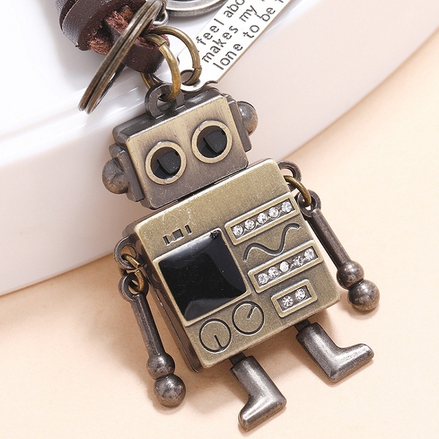 Breloczek na klucze - Ruchomy Robot Vintage Bronze z wisiorkiem w stylu Punk - Wianko - 2