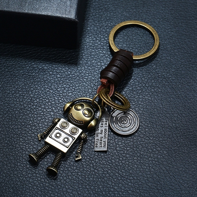 Breloczek na klucze - Ruchomy Robot Vintage Bronze z wisiorkiem w stylu Punk - Wianko - 3