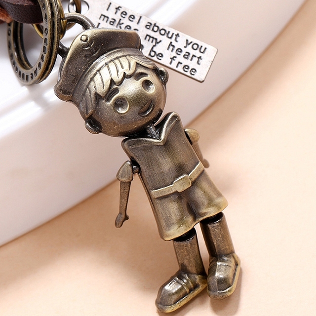 Breloczek na klucze - Ruchomy Robot Vintage Bronze z wisiorkiem w stylu Punk - Wianko - 29