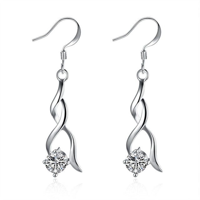 Kolczyki wiszące z kryształami 925 Sterling Silver dla kobiet - moda i elegancja na wesele i święta - Wianko - 6