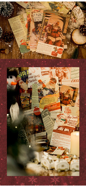 50 sztuk bożonarodzeniowej gazety - materiał do Scrapbookingu, tworzenia kartek i pisania pamiętnika, retro papier do pisania kart - Wianko - 9