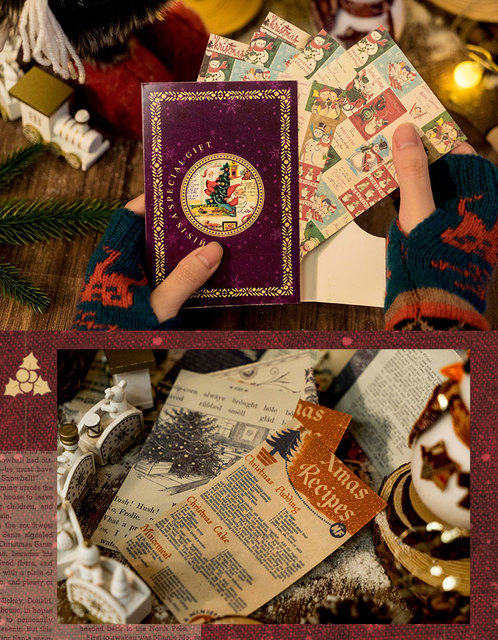50 sztuk bożonarodzeniowej gazety - materiał do Scrapbookingu, tworzenia kartek i pisania pamiętnika, retro papier do pisania kart - Wianko - 6