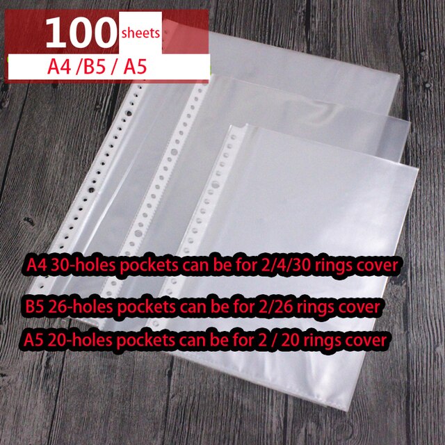 Teczka na dokumenty z plastikowymi kieszeniami i miękkimi, przezroczystymi rękawami - B5, 26 otworów, 100 arkuszy - Wianko - 3