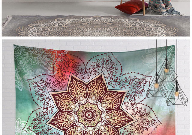 Mandala Boho Gobelin - plaża, kemping, podróże, dywan - wiele zastosowań - Wianko - 8