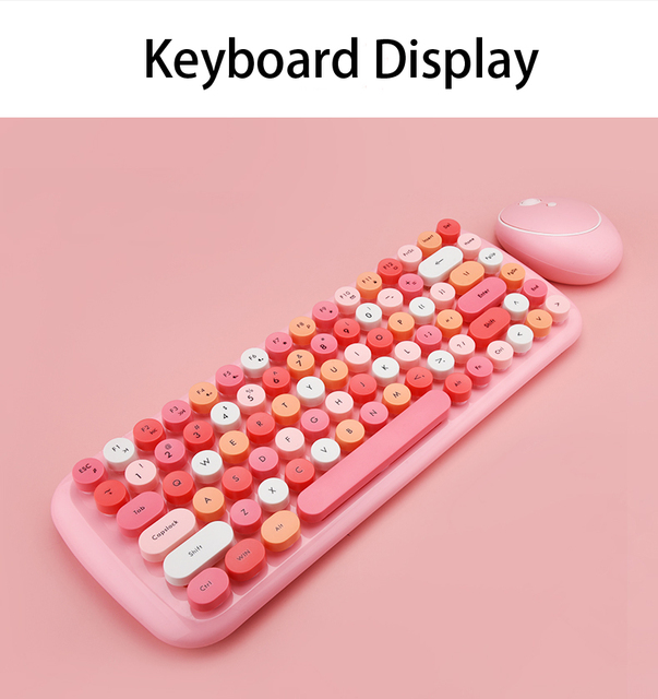 Mofii CANDY - zestaw bezprzewodowej klawiatury i myszy 2.4G, 84 klawisze, mieszany kolor, klawiatura z klawiszami w stylu punk - Wianko - 12