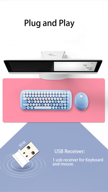Mofii CANDY - zestaw bezprzewodowej klawiatury i myszy 2.4G, 84 klawisze, mieszany kolor, klawiatura z klawiszami w stylu punk - Wianko - 7