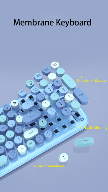 Mofii CANDY - zestaw bezprzewodowej klawiatury i myszy 2.4G, 84 klawisze, mieszany kolor, klawiatura z klawiszami w stylu punk - Wianko - 9