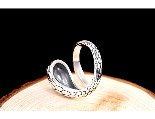 Pierścień unisex, wąż zielony, biżuteria srebrna 925, osobowość trend mężczyźni i kobiety - Wianko - 11