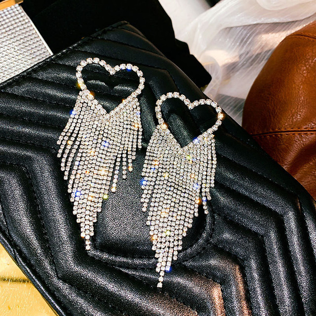Kolczyki wiszące FYUAN z długim frędzlem i kryształem górskim w kształcie serca - biżuteria modowa dla kobiet - Wianko - 14