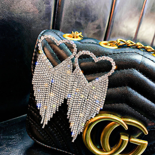 Kolczyki wiszące FYUAN z długim frędzlem i kryształem górskim w kształcie serca - biżuteria modowa dla kobiet - Wianko - 13