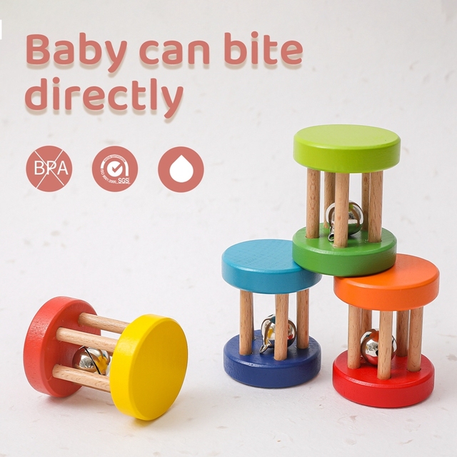 Drewniana grzechotka Montessori z muzyką dla noworodka, rozwijająca sensoryczne umiejętności - Wianko - 3