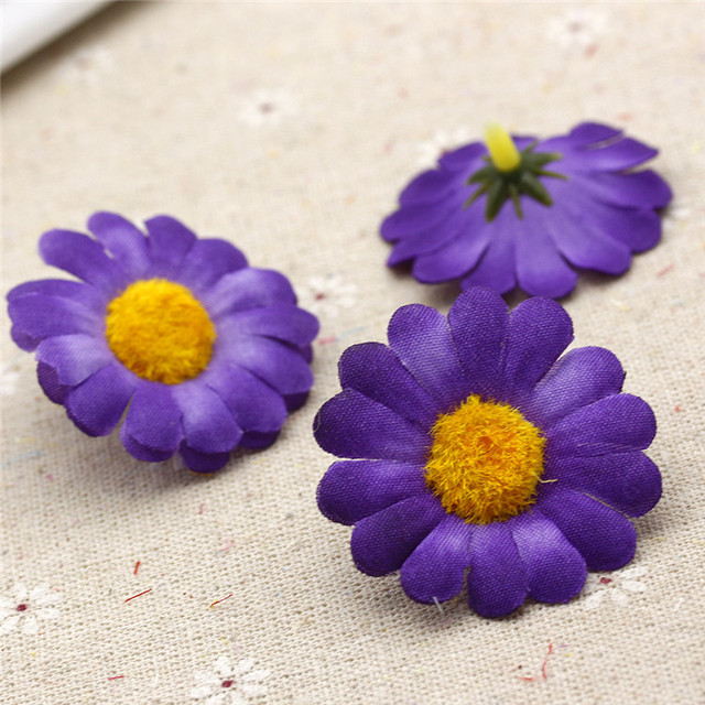 10 sztuk 4 cm sztuczne kwiaty Daisy słonecznika DIY ślub panna młoda wieniec Garland samochód dekoracja - Wianko - 10