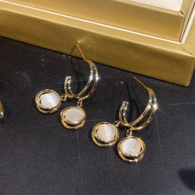 Wykwintne kolczyki wiszące z pozłacanym vintage opalowym kamieniem i ozdobnym kształtem Waterdrop dla kobiet - Wianko - 6