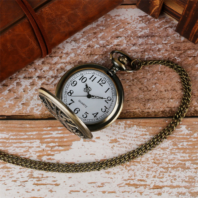 Wisiorek w kształcie zegarka kieszonkowego Vintage Retro Bronze z ruchomym mechanizmem, łańcuszkami i zegarkami kieszonkowymi - Wianko - 6