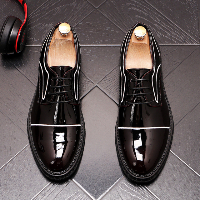 Luksusowe męskie buty wizytowe Oxford z grubą podeszwą, czarno-czerwone - Wianko - 14