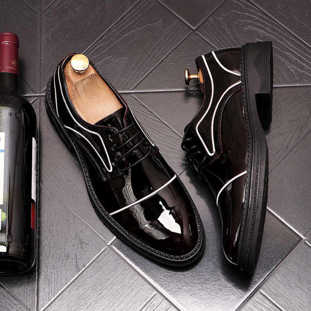 Luksusowe męskie buty wizytowe Oxford z grubą podeszwą, czarno-czerwone - Wianko - 2