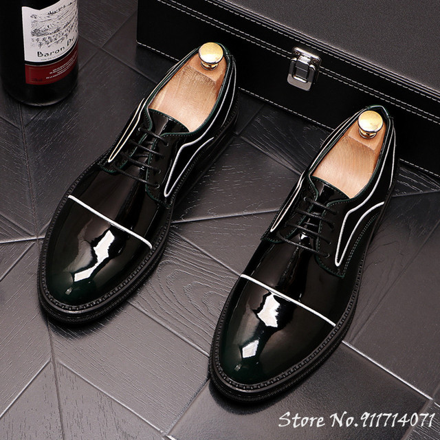 Luksusowe męskie buty wizytowe Oxford z grubą podeszwą, czarno-czerwone - Wianko - 4
