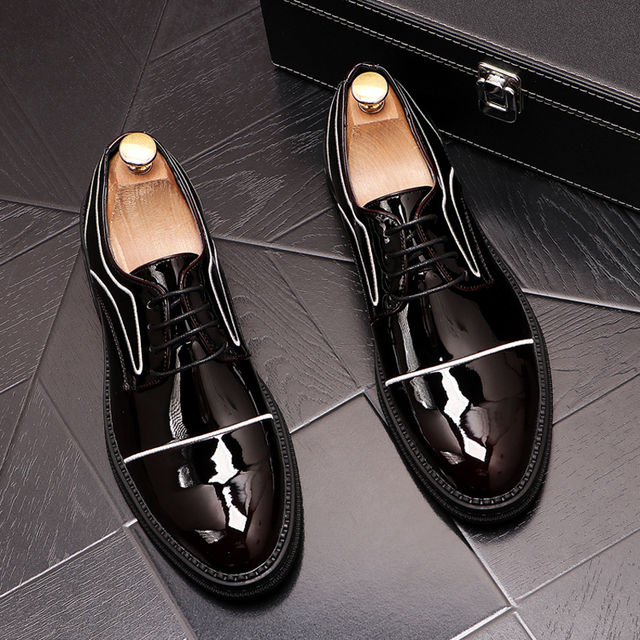 Luksusowe męskie buty wizytowe Oxford z grubą podeszwą, czarno-czerwone - Wianko - 13
