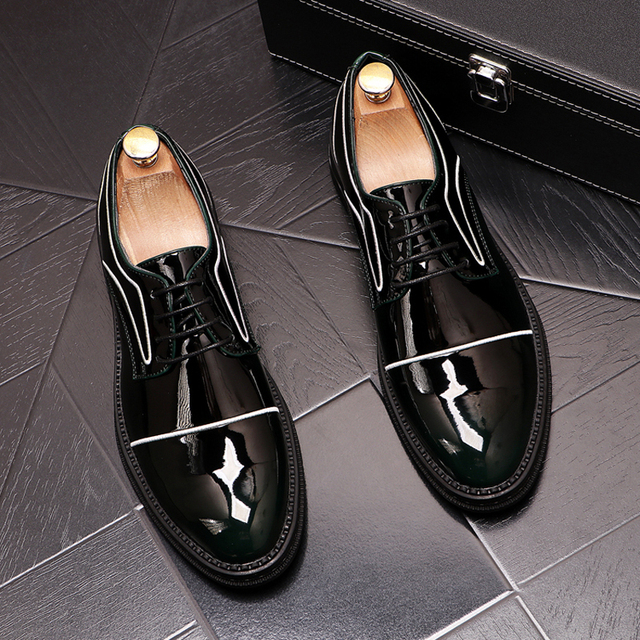 Luksusowe męskie buty wizytowe Oxford z grubą podeszwą, czarno-czerwone - Wianko - 3