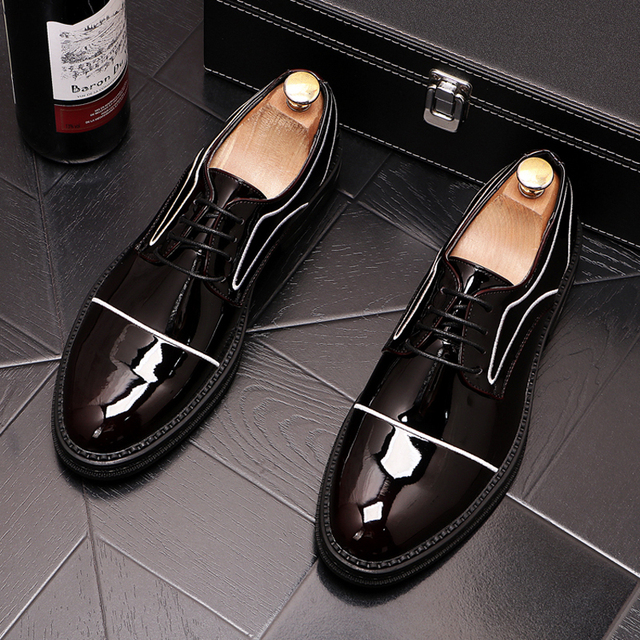 Luksusowe męskie buty wizytowe Oxford z grubą podeszwą, czarno-czerwone - Wianko - 12