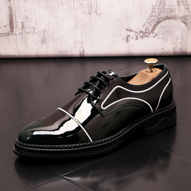 Luksusowe męskie buty wizytowe Oxford z grubą podeszwą, czarno-czerwone - Wianko - 8