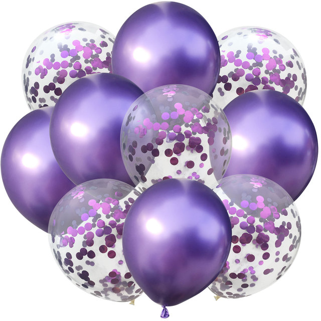 10 sztuk brokatowych balonów konfetti - dekoracja urodzinowa, ślubna, bożonarodzeniowa dla dzieci - lateksowe, metaliczne - Wianko - 4