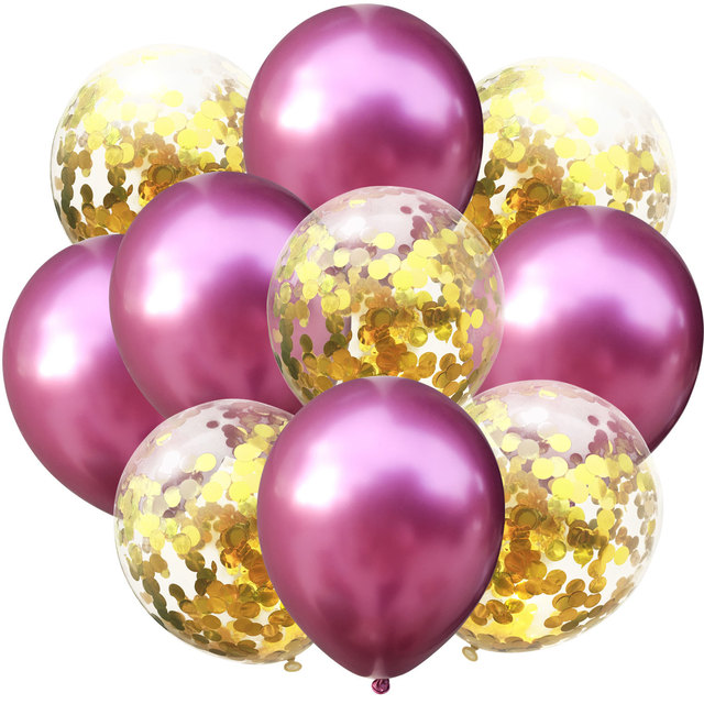 10 sztuk brokatowych balonów konfetti - dekoracja urodzinowa, ślubna, bożonarodzeniowa dla dzieci - lateksowe, metaliczne - Wianko - 9