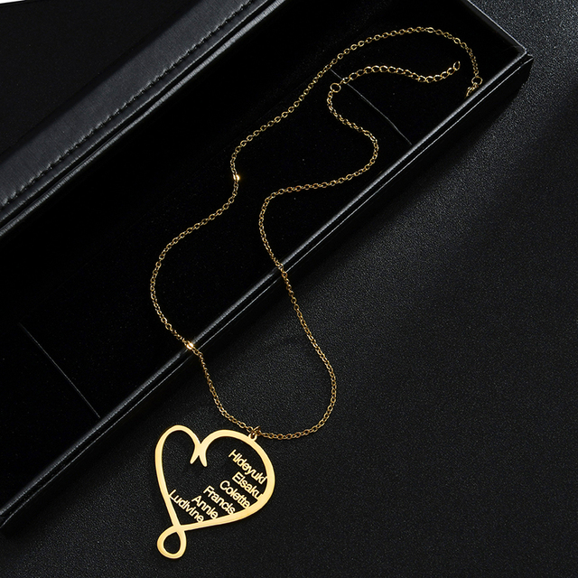 Personalizowany naszyjnik w kształcie serca ze stali nierdzewnej z niestandardową tabliczką znamionową - prezent urodzinowy dla rodziców - Wianko - 3