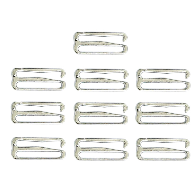 Biustonosz Hook - 10-Pack, zaczep haczykowy, zamiennik, biustonosz suwakowy do strojów kąpielowych, srebrny, 1 Cal, szerokość 25 mm - Wianko - 5