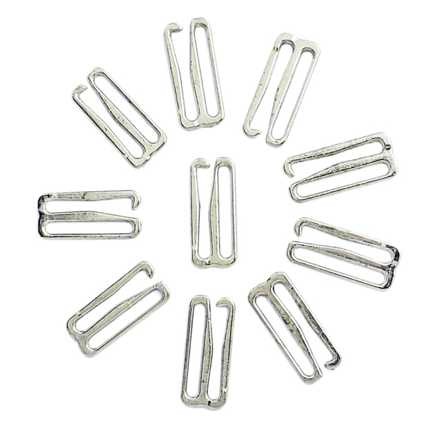 Biustonosz Hook - 10-Pack, zaczep haczykowy, zamiennik, biustonosz suwakowy do strojów kąpielowych, srebrny, 1 Cal, szerokość 25 mm - Wianko - 1