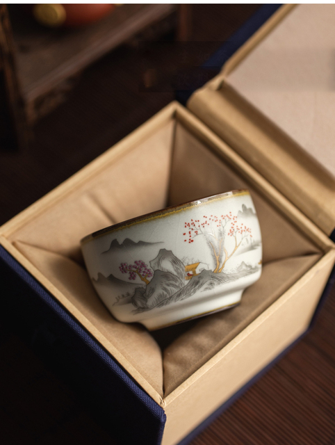 Chiński kubek na herbatę ChaZhan z naczyniami do herbaty Ru Kiln - anty skalowanie, retro, filiżanka ceramiczna, w wielu kolorach - Wianko - 10