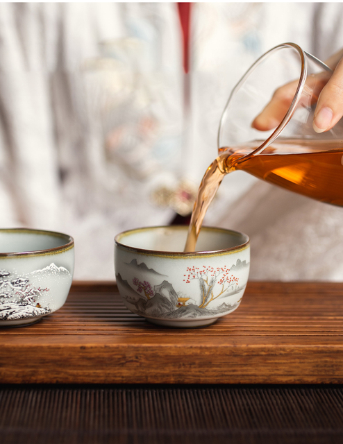 Chiński kubek na herbatę ChaZhan z naczyniami do herbaty Ru Kiln - anty skalowanie, retro, filiżanka ceramiczna, w wielu kolorach - Wianko - 5