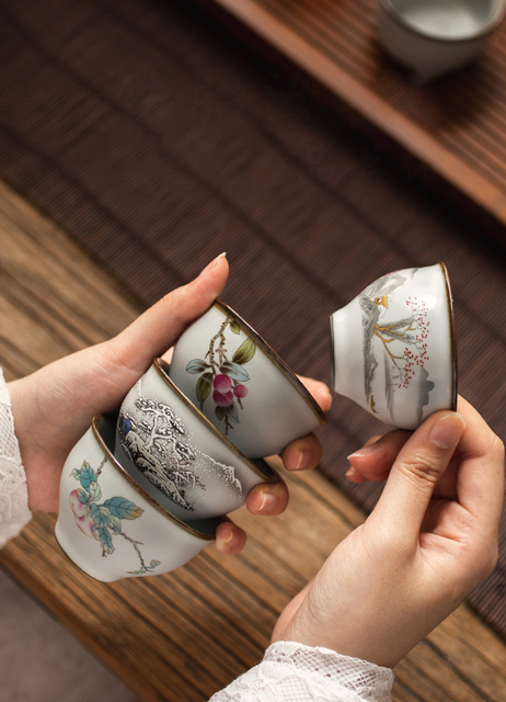 Chiński kubek na herbatę ChaZhan z naczyniami do herbaty Ru Kiln - anty skalowanie, retro, filiżanka ceramiczna, w wielu kolorach - Wianko - 7